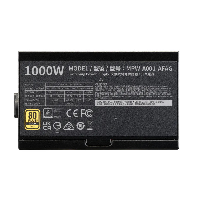 COOLER MASTER ELITE GOLD 1000 FM - ATX 3.1 / 1000 Watts – Image 4