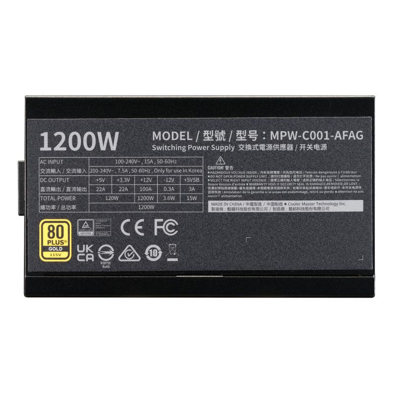 COOLER MASTER ELITE GOLD 1200 FM - 80+ Gold / 1200 Watts – Image 4