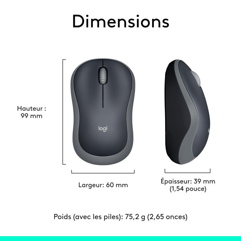 LOGITECH M185 SANS FIL USB NOIR /GRIS – Image 11