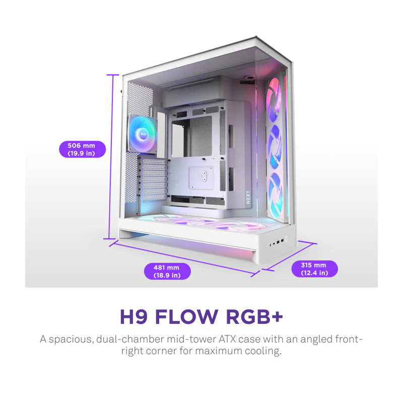 NZXT H9 Flow RGB - All White – Image 2